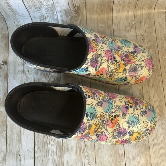 BJORK PROFESSIONAL Bonita Skull Multicolor Leather Clogs EU Size 40-41 US 9-10 - Picture 2 of 9